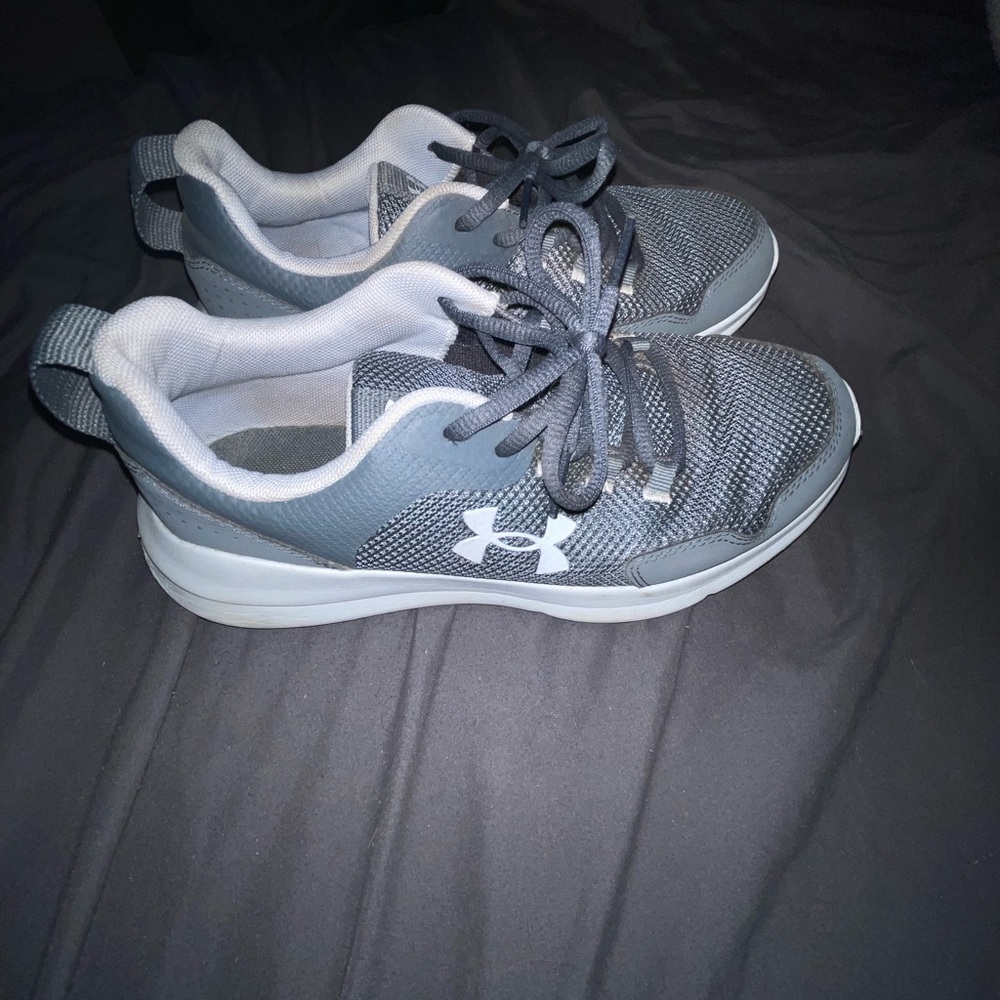Gray boys under armor sneakers